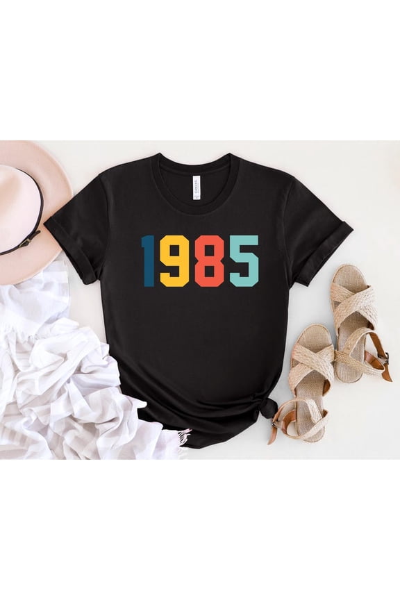 Custom College Style Sweater 1985 Sweatshirt 40th Birthday Sweatshirt Birth Year Number Shirt Birthday Gift for Men Women
