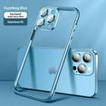 thumbnail image 1 of Custom Color Phone Edge Frame Bumper Phone Case for iPhone 15 14 Plus 13 12 11 Pro Max Matte Plating Shockproof Lens Glass Cover 13 Pure Blue, 1 of 6