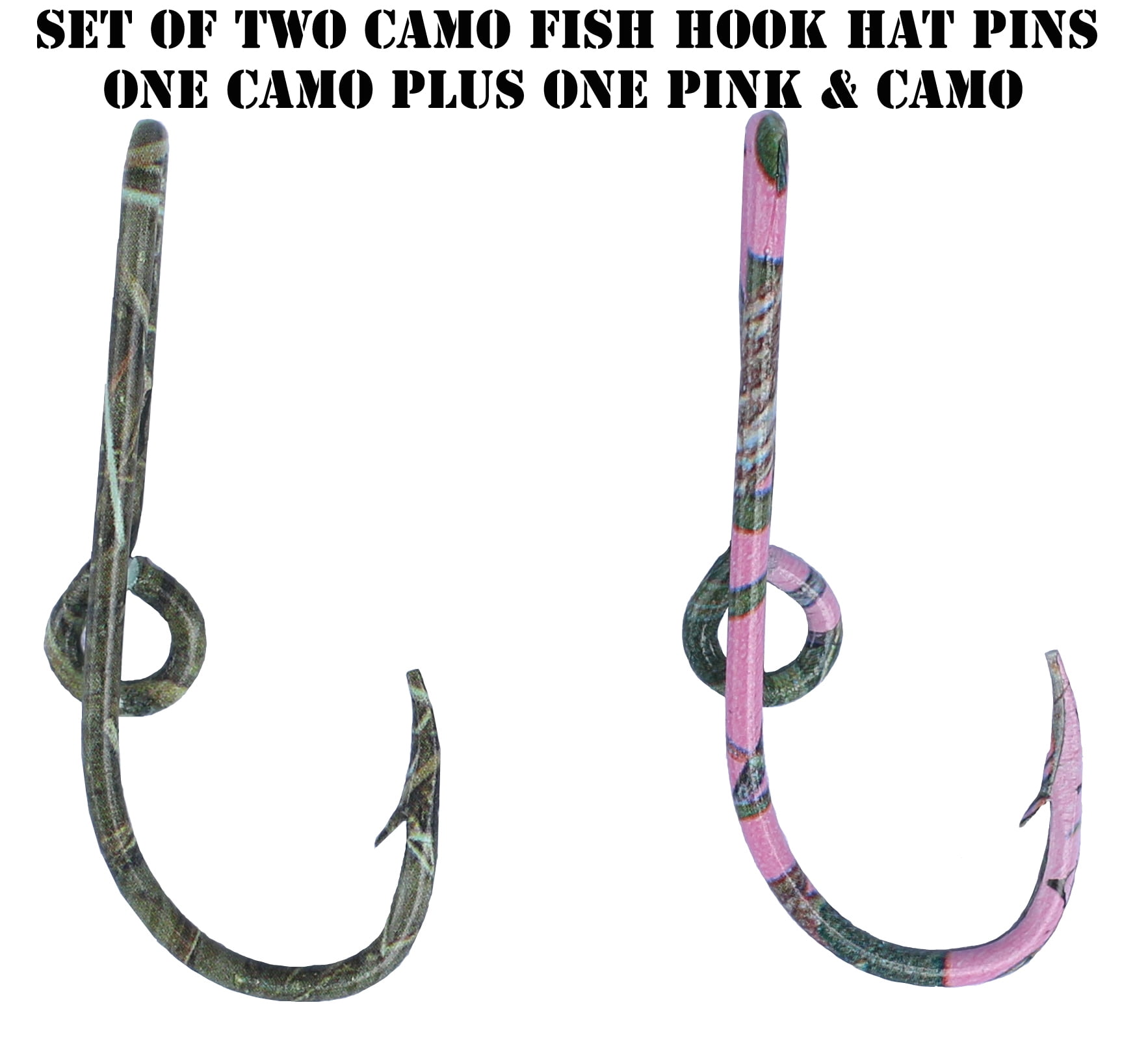 Custom Colored Eagle Claw Camo Hat Fish Hooks (Set of Two Hat Hook