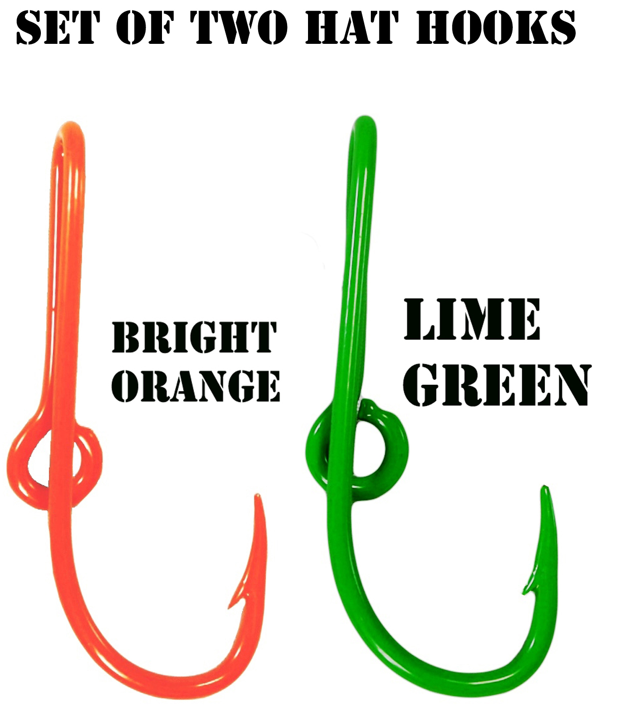 Custom Colored Eagle Claw Hat Fish Hooks for Cap -Set of Two Hat pins- One Bright Orange and One Lime Green Hat Hook Money/Tie Clasp - image 1 of 3
