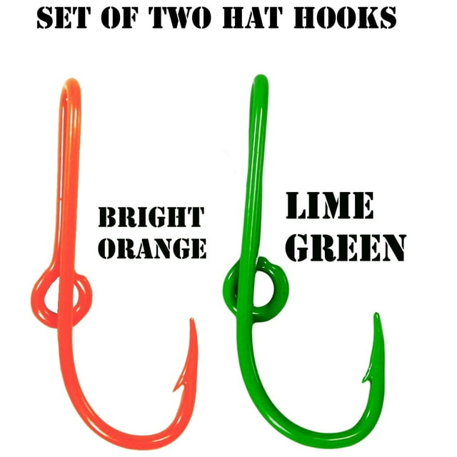 Custom Colored Eagle Claw Hat Fish Hooks for Cap -Set of Two Hat pins- One Bright Orange and One Lime Green Hat Hook Money/Tie Clasp