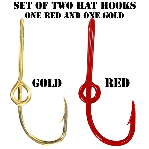 Custom Colored Eagle Claw Hat Fish Hooks for Cap -Set of Two Hat pins- One Red and One Gold Hat Hook Money/Tie Clasp