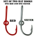 thumbnail image 1 of Custom Colored Eagle Claw Hat Fish Hooks for Cap -Set of Two Hat pins- One Red and One Silver Hat Hook Money/Tie Clasp, 1 of 3