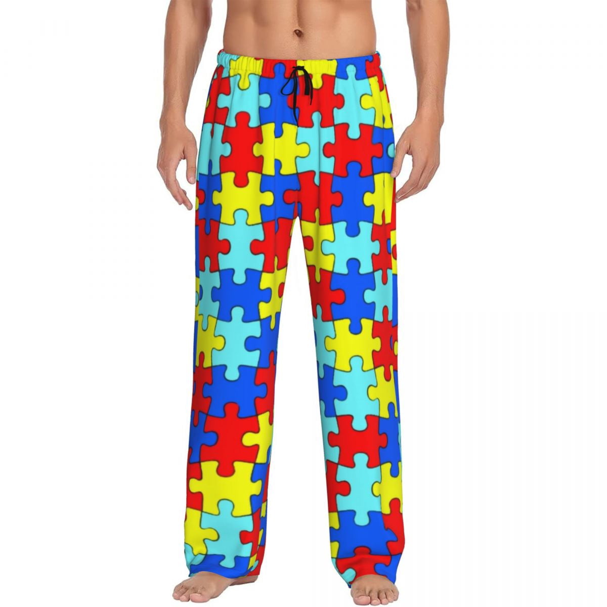 Pyjamas Autistic Images Custom Colorful Puzzle Autism Awareness Pajama Pants Men Lounge Sleep ...