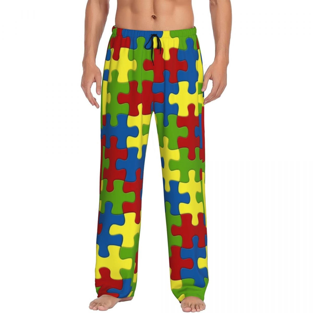 Pyjamas Autistic Images Custom Colorful Puzzle Autism Awareness Pajama Pants Men Lounge Sleep ...