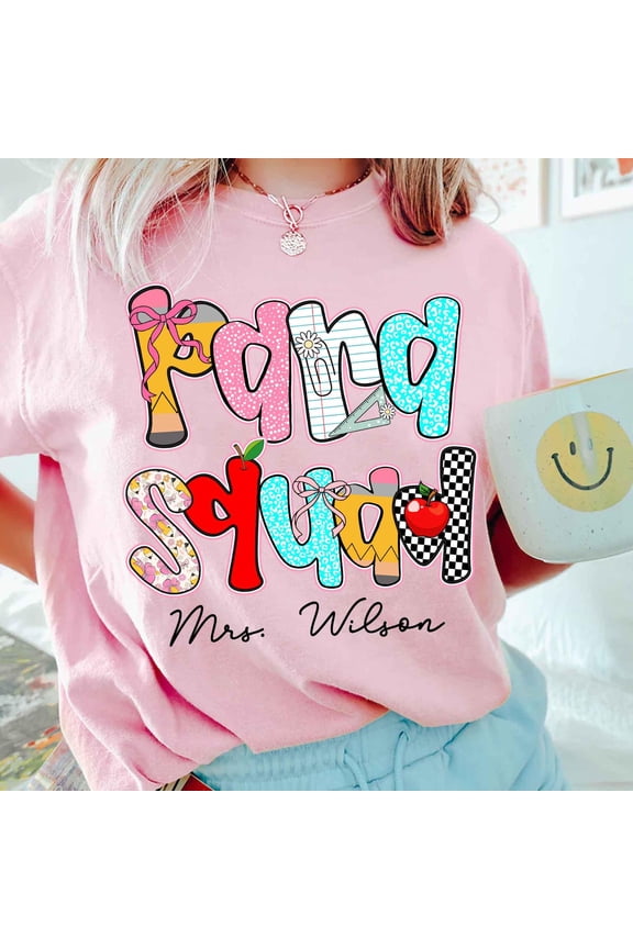 Custom Comfort Colors Paraprofessional Shirt - Personalized 'Panda Squad' Tee with Mrs. Wilson Design, Great for Para Team Appreciation