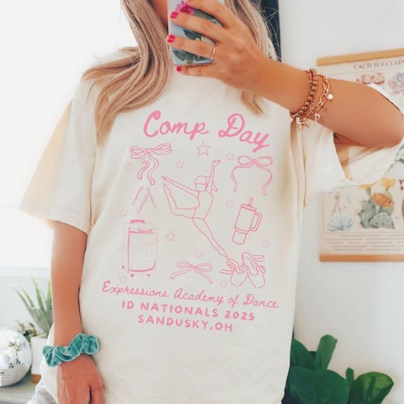 Custom Comp Day Ballet Dance Comfort Colors® Shirt, Custom Dance Tee, Coquette Bow Tee, Dance Mom, Dance Team, Dance Competition