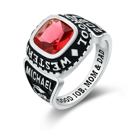 Mementos PJM Custom Men's Class Ring 10kt White Gold for High School and College Graduation-Elite