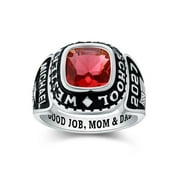MEMENTOS JEWELRY Custom Configurator Mementos USA 10kt White Gold Birthstone Class Rings for Men High School College