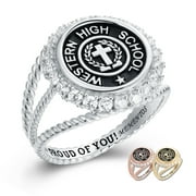 Mementos PJM Custom Class Rings Sterling Silver for Women High School College Graduation-Rhodium
