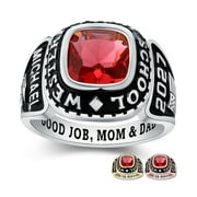 Mementos PJM Custom Men's Class Ring Sterling Silver for High School & College-Platinum Plated-Elite