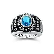 MEMENTOS JEWELRY Custom Configurator Mementos USA Sterling Silver Large Men's Class Rings for High School & College