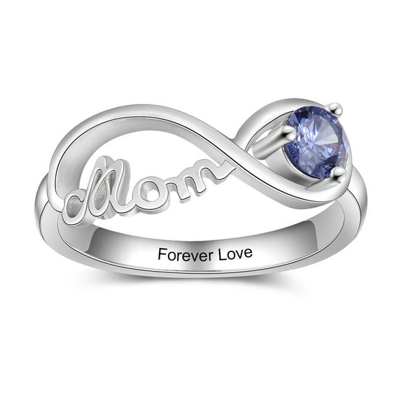 Mementos USA Personalized Sterling Silver Mother's Ring with Birthstone-Mother's Day Gift