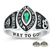 Mementos PJM Custom Women's Class Rings Sterling Silver for High School & College-Platinum-Journey