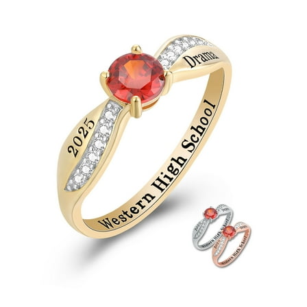 Mementos PJM Custom Class Rings Sterling Silver for Women High School and College-Gold-Dainty