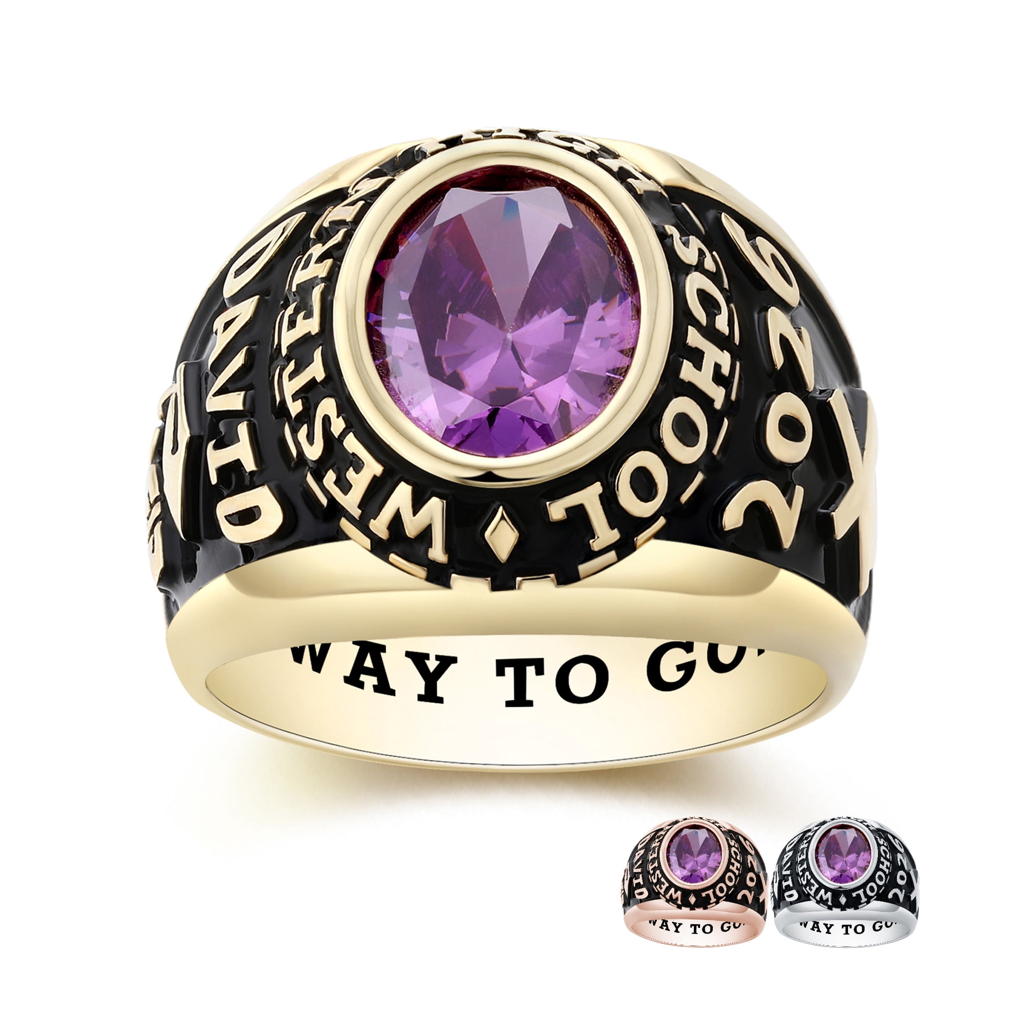 Mementos USA Custom X-Large Men's Class Rings Sterling Silver for High School and College Graduation
