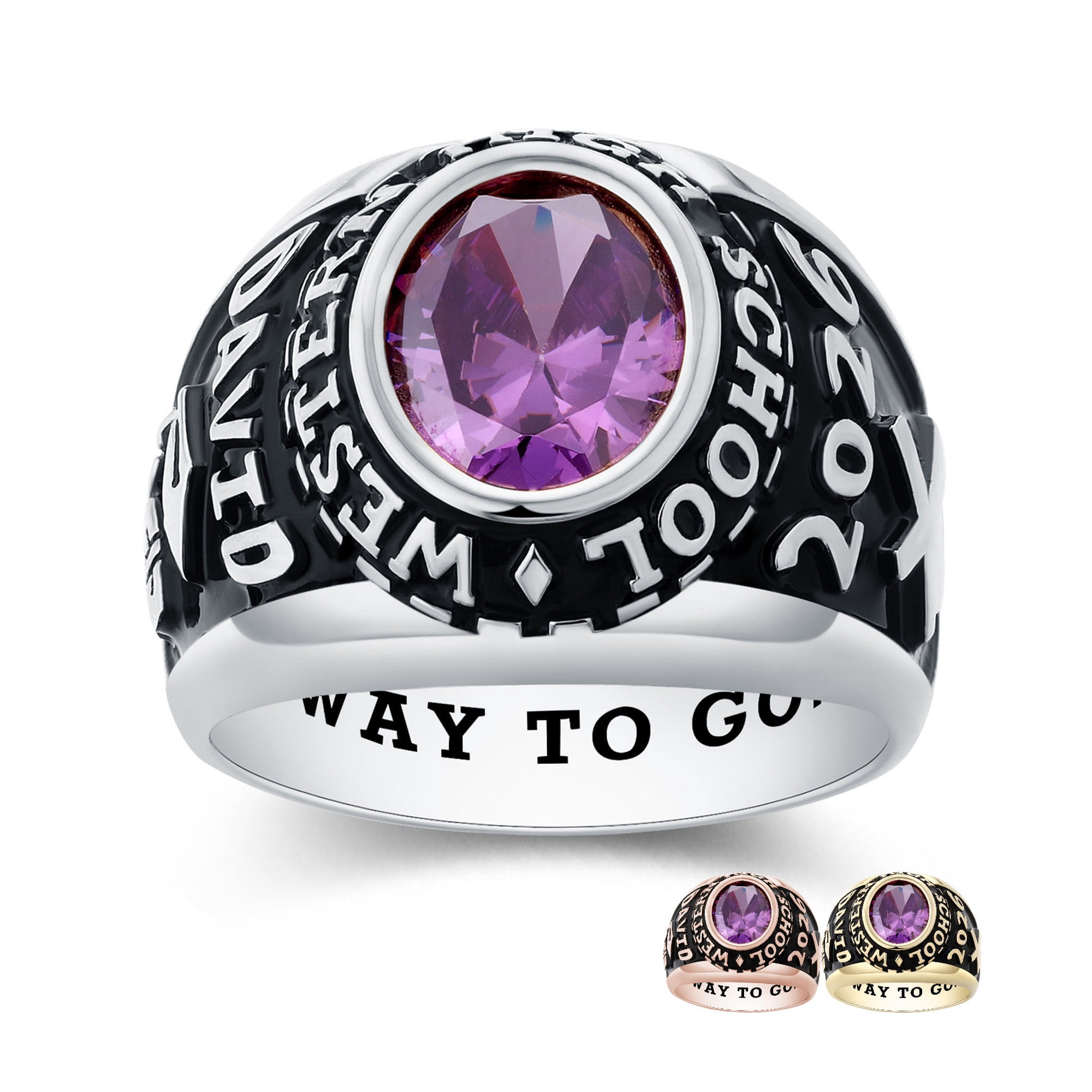 Mementos USA Custom X-Large Men's Class Rings Sterling Silver for High School and College Graduation