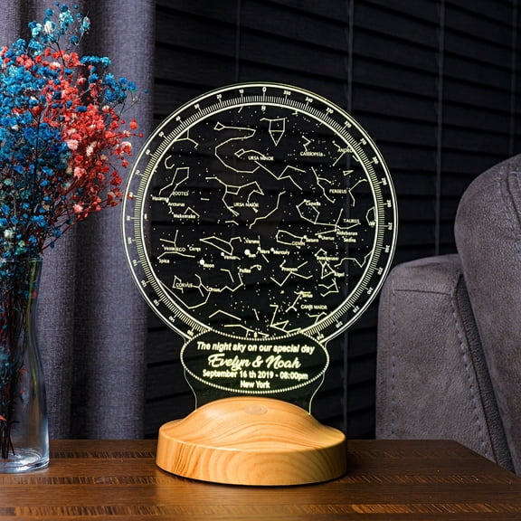 Custom Constellation Star Map Night Light, Personalized Anniversary Gift