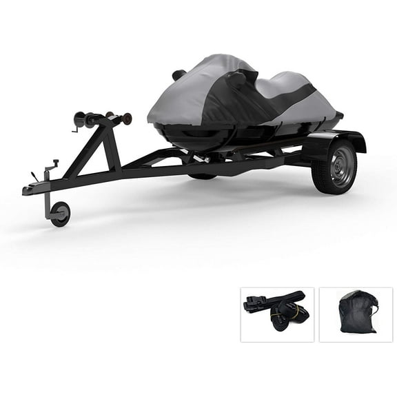 Custom Contour Fit Weatherproof Jet Ski Cover for Yamaha GP 700 1997-1999 - Gray/Black Color - All Weather - Trailerable - Protect from Rain & Sun! Includes Trailer Straps & Storage Bag