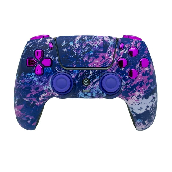 Custom Controllerzz Custom Wireless Controller Compatible with PS5 - Multiple Designs Available (Purple Chaos & Purple Chrome Inserts)