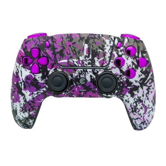 Custom Controllerzz Custom Wireless Controller Compatible with PS5 - Multiple Designs Available (Shadow Bloom & Purple Chrome Inserts)