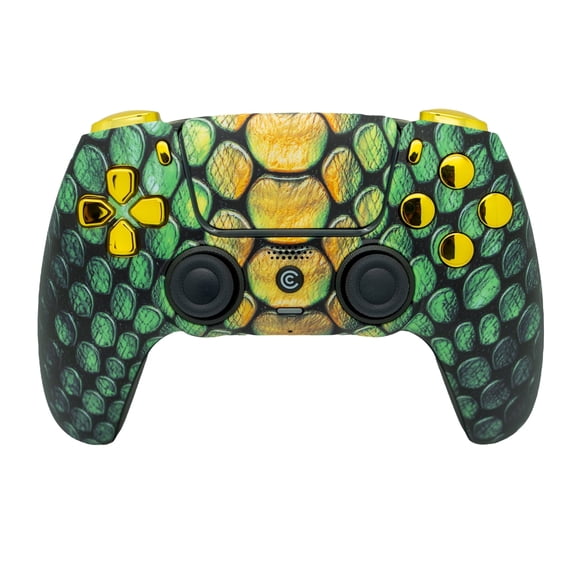 Custom Controllerzz Custom Wireless Controller Compatible with PS5 - Multiple Designs Available (Viper Grid & Gold Chrome Inserts)