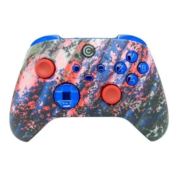 Custom Controllerzz Designer Series Custom Wireless Controller for PC, Windows, Series X/S & One - Multiple Designs Available (Glacier Burn & Blue Chrome Inserts)
