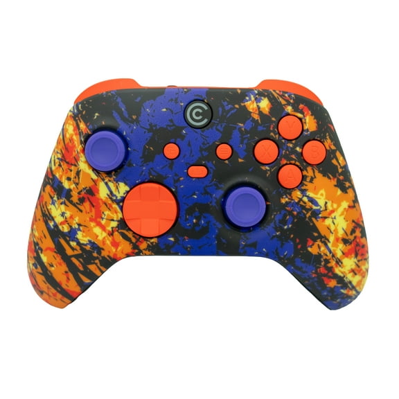Custom Controllerzz Designer Series Custom Wireless Controller for PC, Windows, Series X/S & One - Multiple Designs Available (Inferno Galaxy & Orange Inserts)