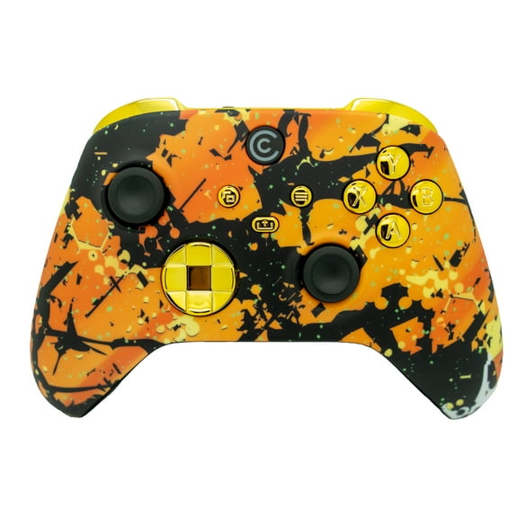 Custom Controllerzz Designer Series Custom Wireless Controller for PC, Windows, Series X/S & One - Multiple Designs Available (Molten Camo & Gold Chrome Inserts)