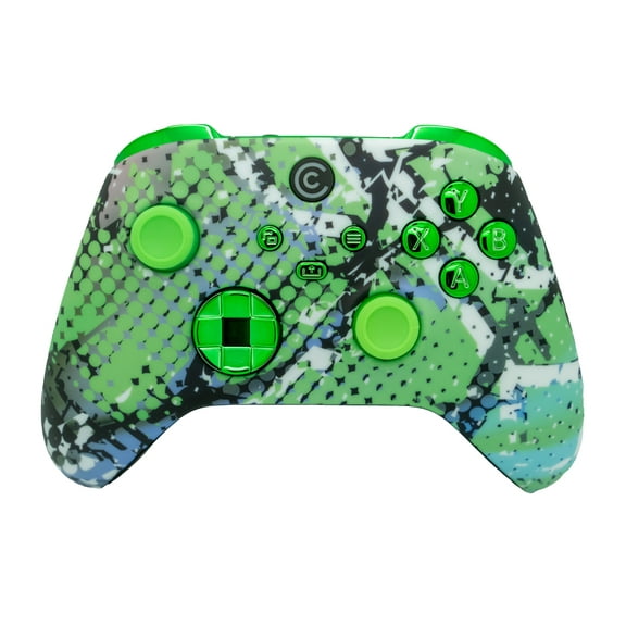 Custom Controllerzz Designer Series Custom Wireless Controller for PC, Windows, Series X/S & One - Multiple Designs Available (Swamp Fade & Green Chrome Inserts)