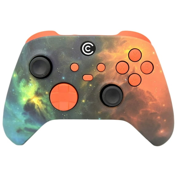 Custom Controllerzz Designer Series Custom Wireless Controller for PC, Windows, Series X/S & One - Multiple Designs Available (Vibrant Universe & Orange Inserts)