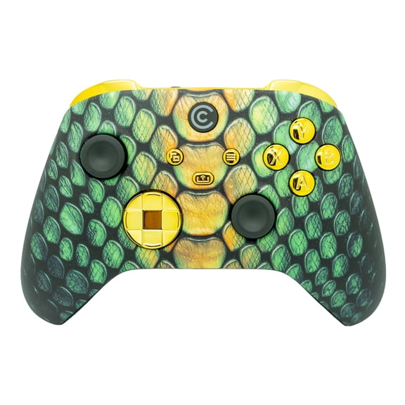 Custom Controllerzz Designer Series Custom Wireless Controller for PC, Windows, Series X/S & One - Multiple Designs Available (Viper Grid & Gold Chrome Inserts)