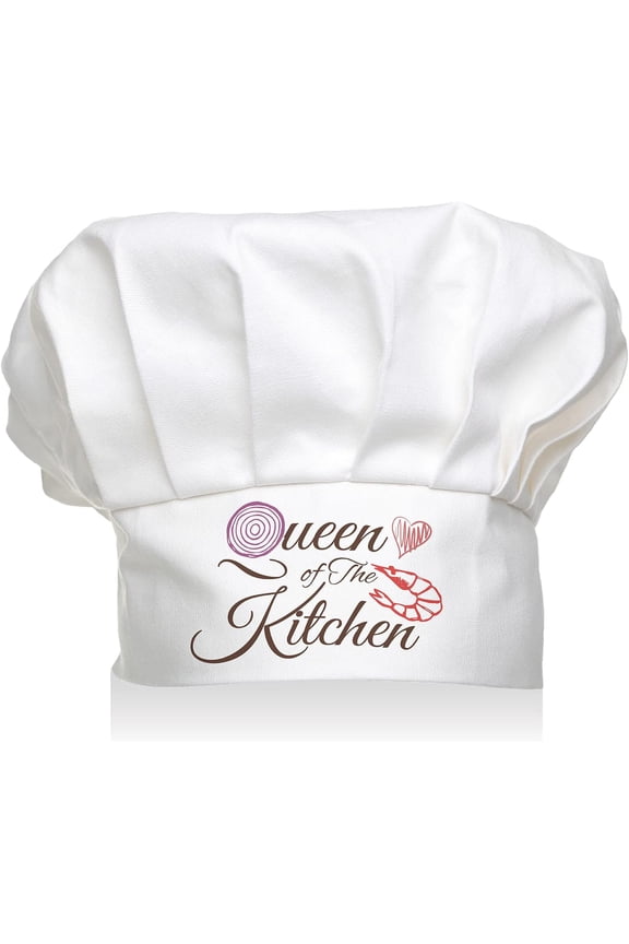 Custom Cotton Chef Hat White Hat with Black Word Queen of The Kitchen Food 300x230mm