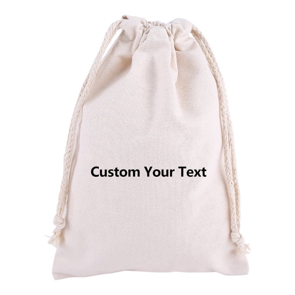Custom Cotton Drawstring Bags Print Logo Muslin Bags Pouch Dustproof Bag Covers White 1 Piece-6" x 8.2"