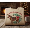 thumbnail image 1 of Custom Country Christmas Ride Embroidered Sweatshirt, Plaid Saddle Horse Holiday Crewneck, Cozy Western Christmas Sweater, 1 of 4