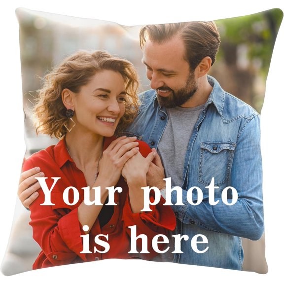 Custom Couple Decorative Pillow Cover Personalized Photo Text