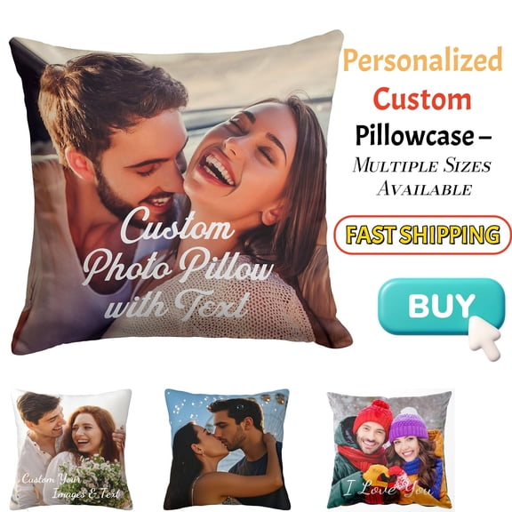 Custom Couple Decorative Pillow Cover Personalized Photo Text