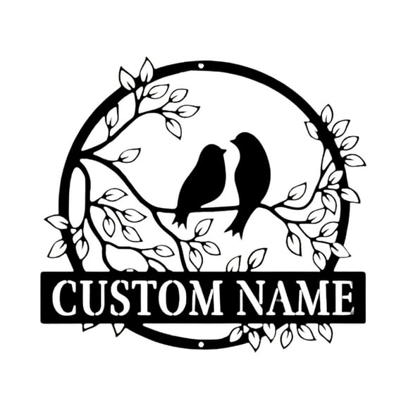 Custom Couple Names Metal Sign, Personalized Love Birds Metal Wall Art Home Decor, Custom Anniversary, Wedding, Housewarming Gifts for Couple and Parent, 11.8"x11.6"