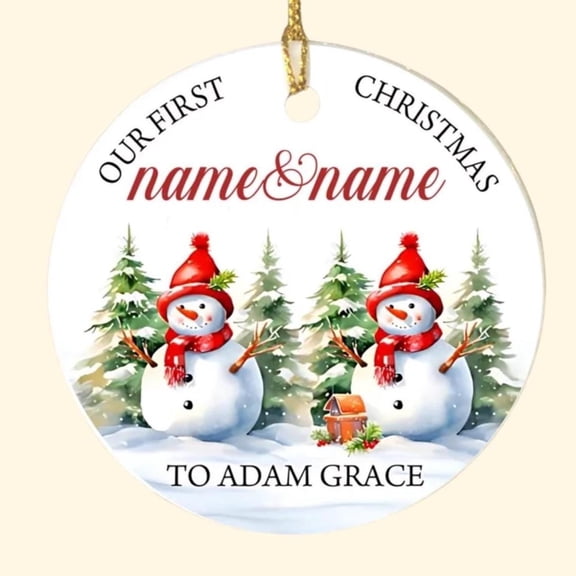 Custom Couple Ornament 2025 - Personalized Snowman First Christmas Keepsake for New Couples