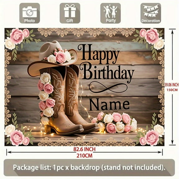 Custom Cowgirl Party Decorations Banner Cowgirl Sign Backdrop Photo Booth Props Background Party Favors