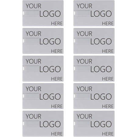 Custom Credit Card USB Flash Drive 512MB Imprinted with Your Logo - as Promotional Gift - Bulk - Customizable 10 Pack