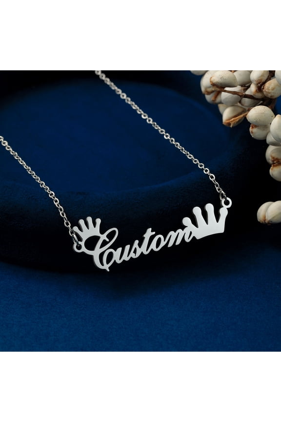 Custom Crown Name Necklace For Women Men Stainless Steel Personalized Initial Alphabet Chain Choker Pendant Birthday Gift