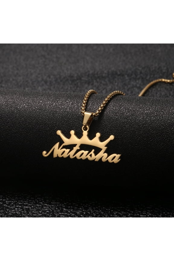 Custom Crown Name Necklace Personalized Choker Custom Name Lobster Clasp Necklace Handmade Nameplate Pendant Necklaces