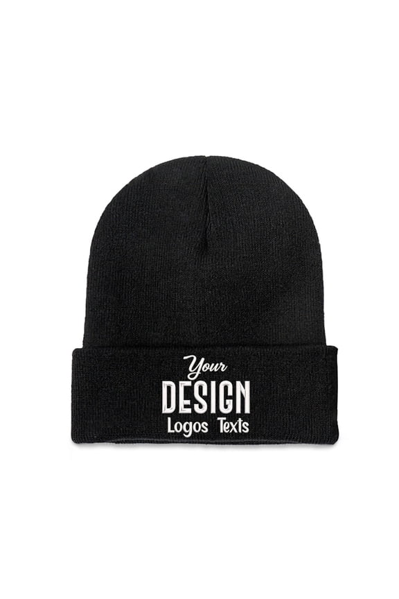 Custom Cuffed Knit Beanie Personalized Text Winter Hat