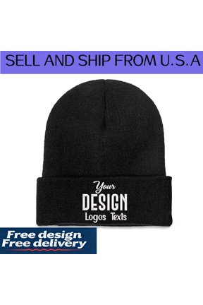 Custom Cuffed Knit Beanie Personalized Text Winter Hat
