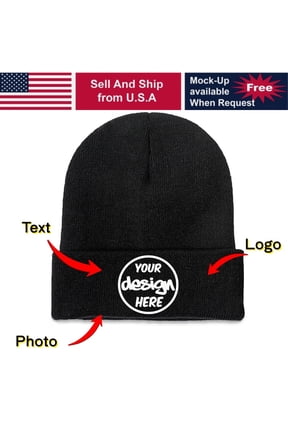 Custom Cuffed Knit Beanie Personalized Text Winter Hat