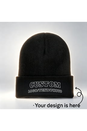 Custom Cuffed Knit Beanie Personalized Text Winter Hat