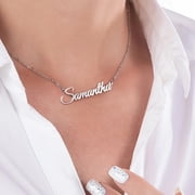 Custom Cursive Script Name Bar Cutout Pendant For Men Women, 14K White Gold Filled Sophisticated Luxury Jewelry