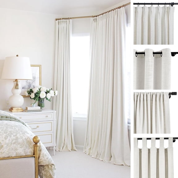 Custom Curtain Drapery Polyester Linen Curtain, for Traverse Rod & Rod & Track, Living Room, Dining Room Drape, Drapery Panel for Bedroom Patio Door, Tallis Collection (1 Panel)