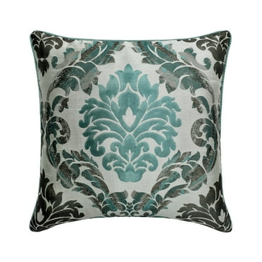Custom Cushion Cover, Blue 14"x14" (35x35 cm) Pillow Covers, Silk Damask Throw Pillows For Sofa, Damask Pattern Contemporary Style - Damask Symphony